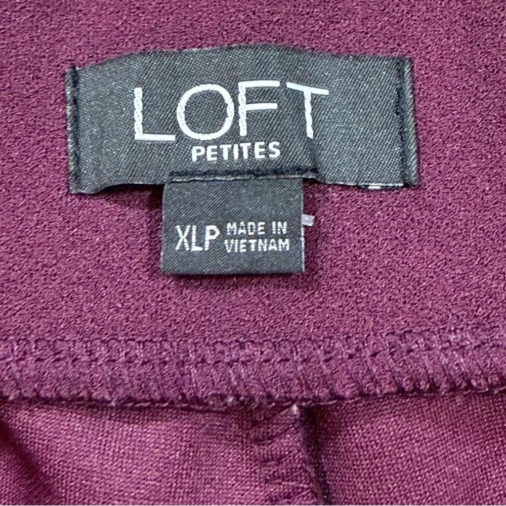 LOFT Petite XL Plum Pull On Ankle Pants Stretch Work Career - Picture 3 of 5